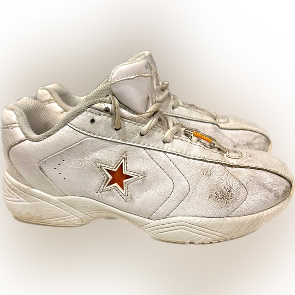 VTG LEATHER CONVERSE CHEER SHOES WHITE ORANGE SZ 5.5 ATHLETIC 1H 03 02 SKU#5J769 - Picture 4 of 6